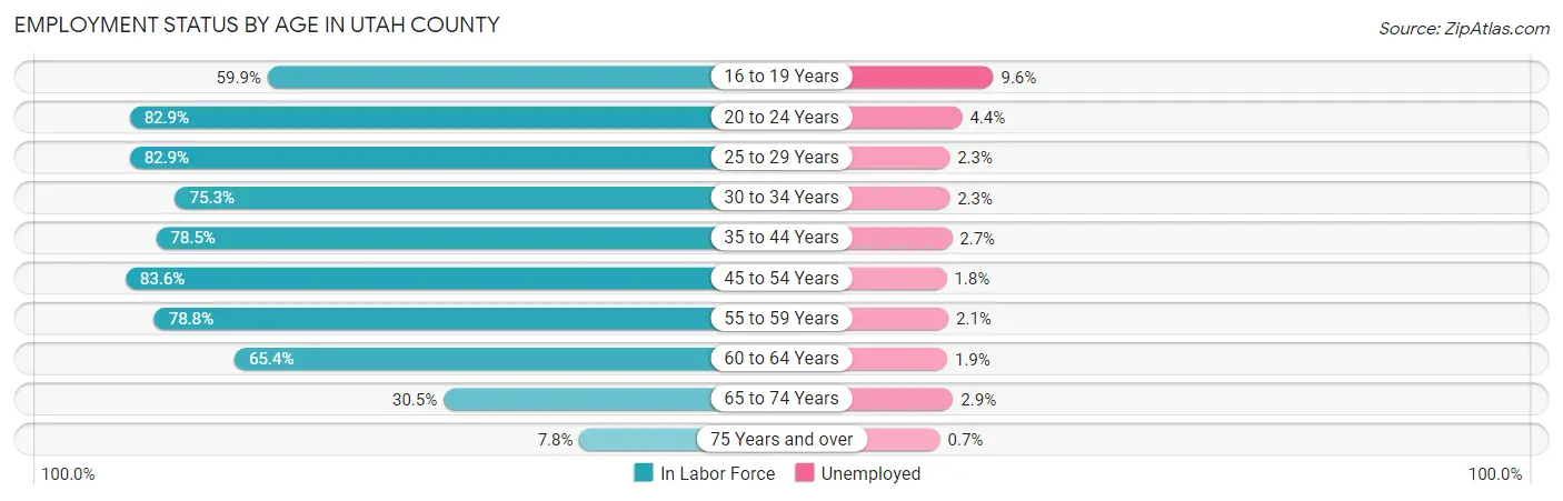 Employment Status by Age in Utah County