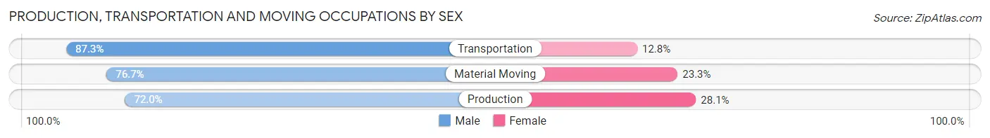 Production, Transportation and Moving Occupations by Sex in Alexandria city