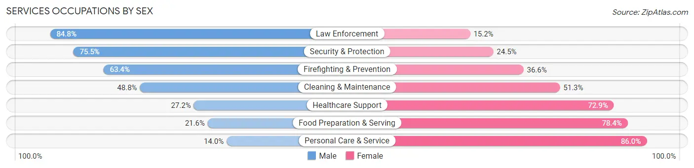 Services Occupations by Sex in Augusta County