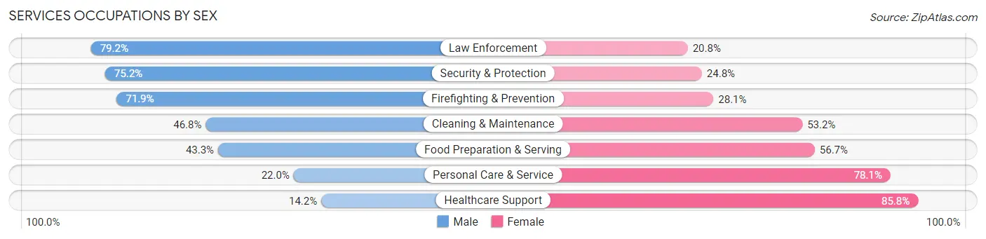 Services Occupations by Sex in Prince William County