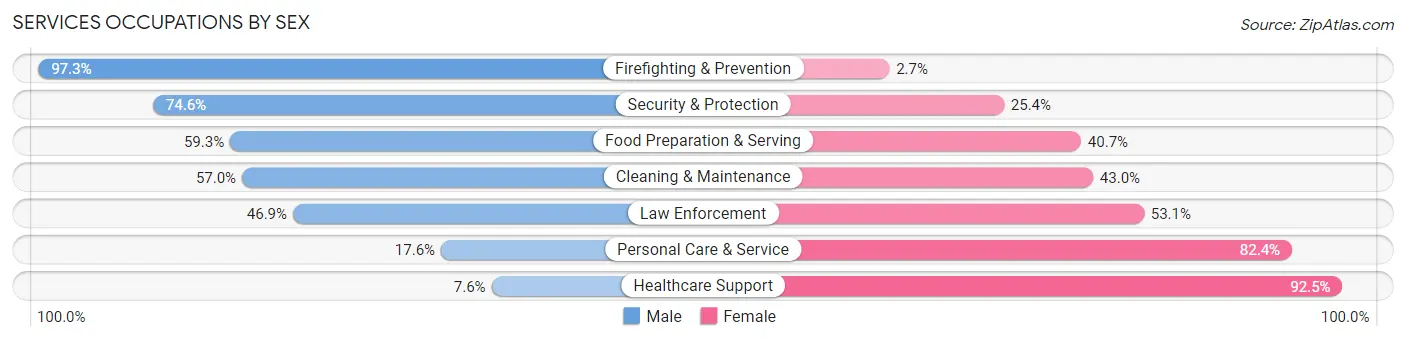 Services Occupations by Sex in Roanoke City