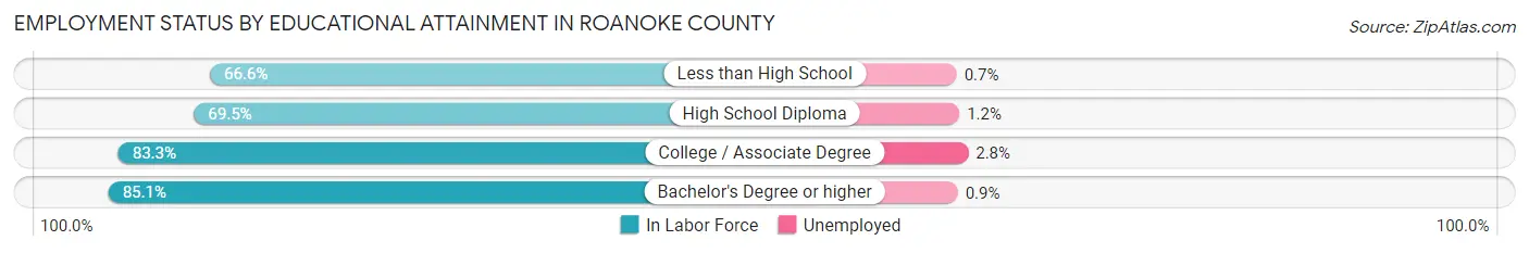 Employment Status by Educational Attainment in Roanoke County