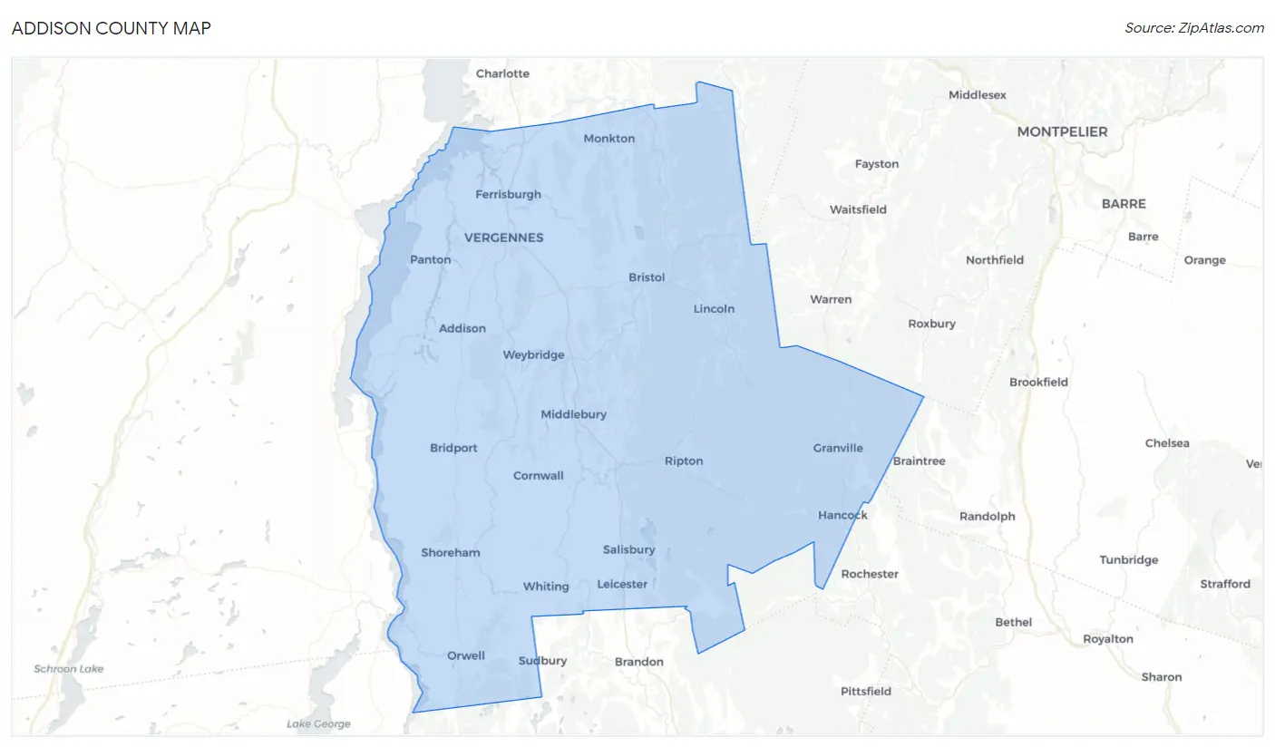 Addison County Map