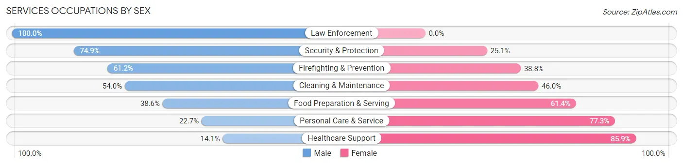 Services Occupations by Sex in Addison County