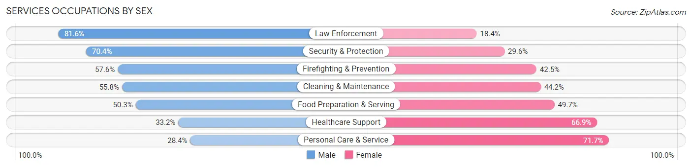 Services Occupations by Sex in Chittenden County