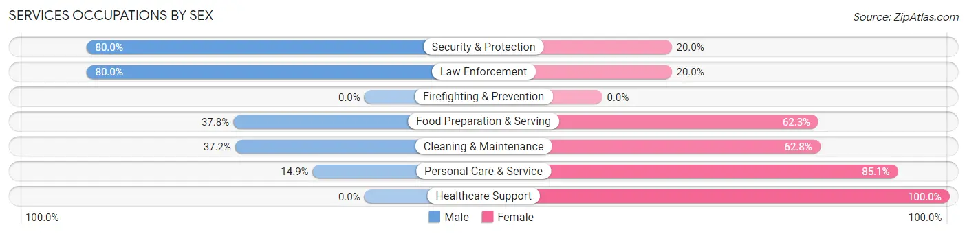 Services Occupations by Sex in Essex County