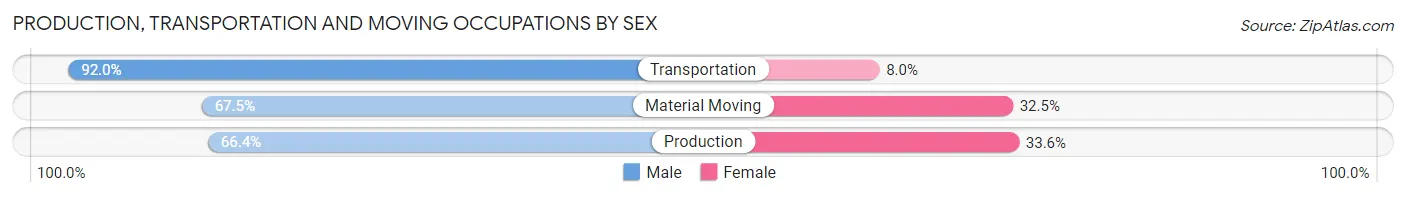 Production, Transportation and Moving Occupations by Sex in Rutland County