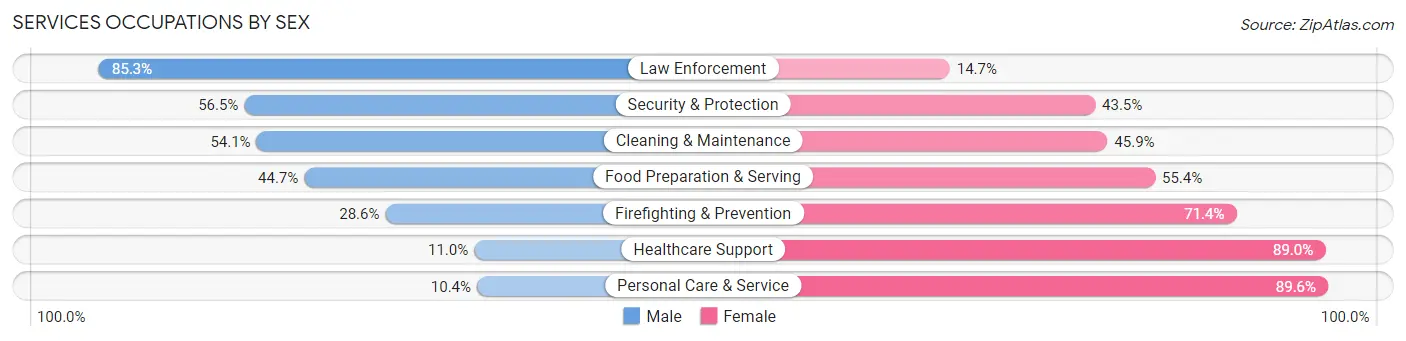 Services Occupations by Sex in Asotin County