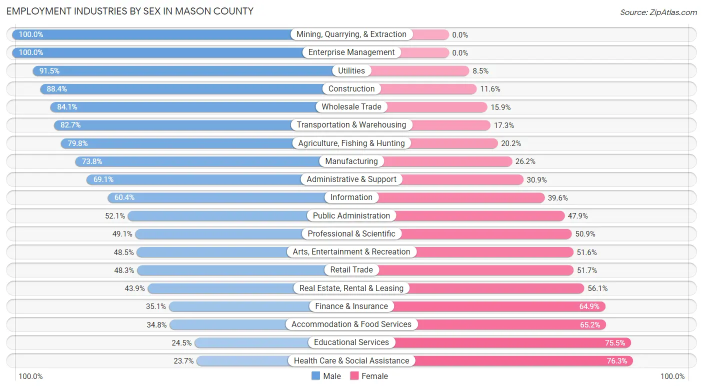Employment Industries by Sex in Mason County