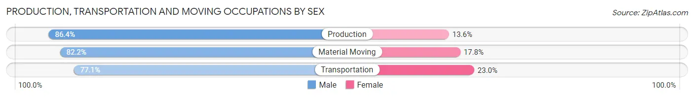 Production, Transportation and Moving Occupations by Sex in Mason County
