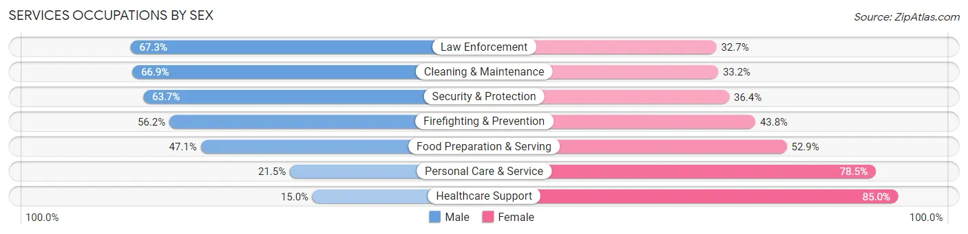 Services Occupations by Sex in Mason County