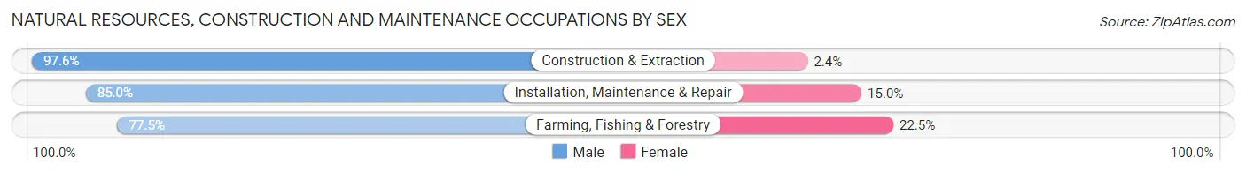 Natural Resources, Construction and Maintenance Occupations by Sex in Whitman County