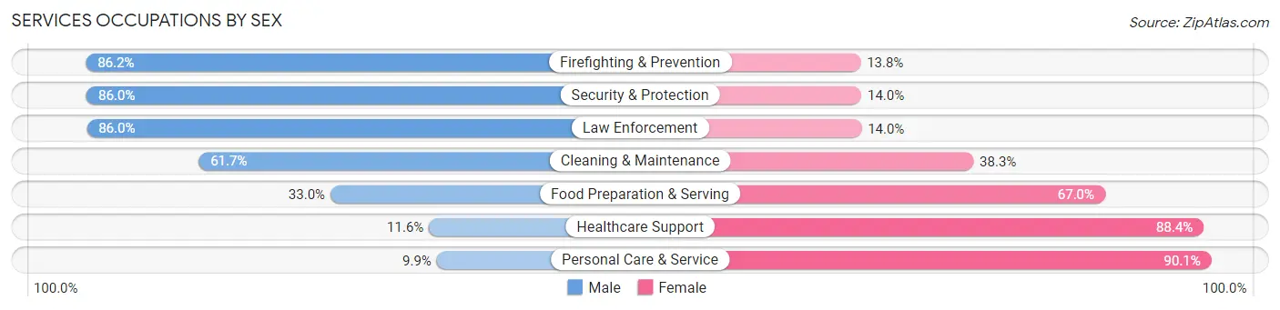 Services Occupations by Sex in Barron County