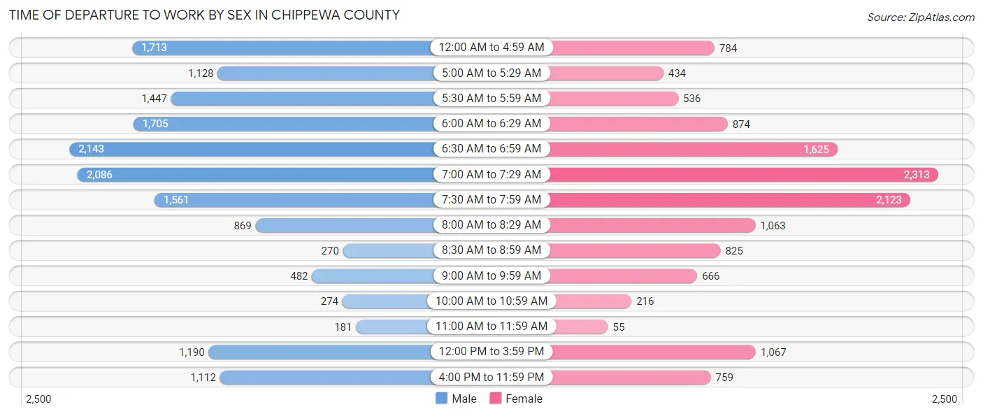 Time of Departure to Work by Sex in Chippewa County