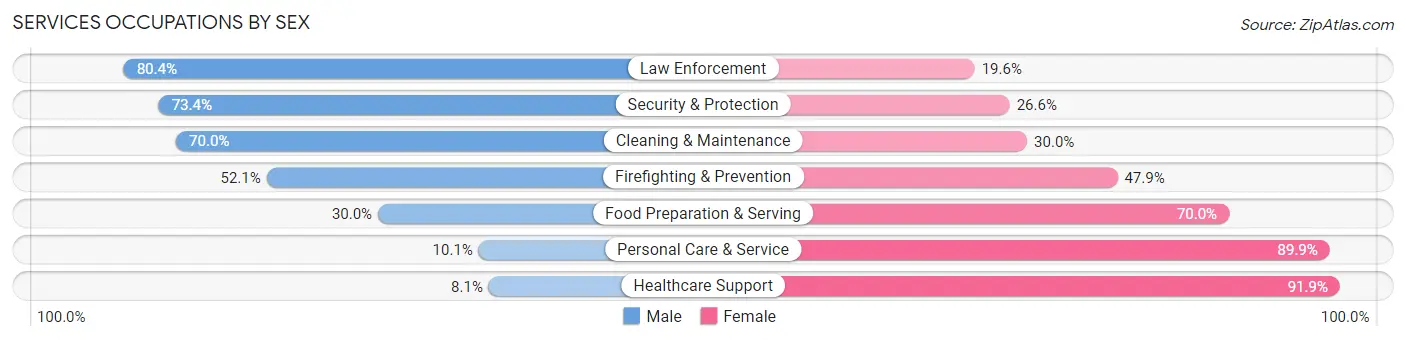 Services Occupations by Sex in Dodge County