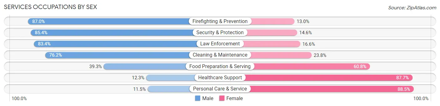 Services Occupations by Sex in Kenosha County