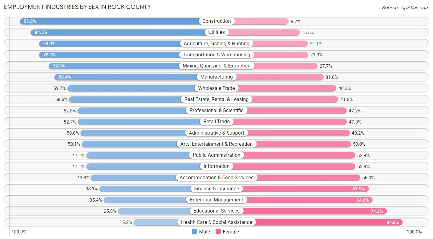Employment Industries by Sex in Rock County