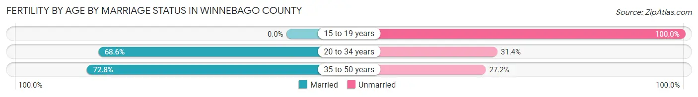 Female Fertility by Age by Marriage Status in Winnebago County