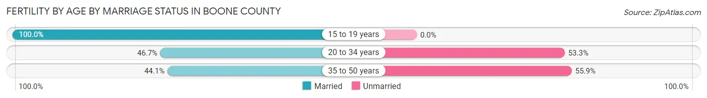 Female Fertility by Age by Marriage Status in Boone County