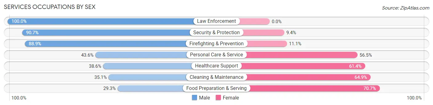 Services Occupations by Sex in Boone County