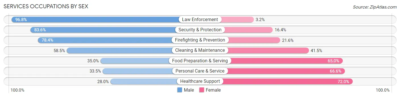 Services Occupations by Sex in Cabell County