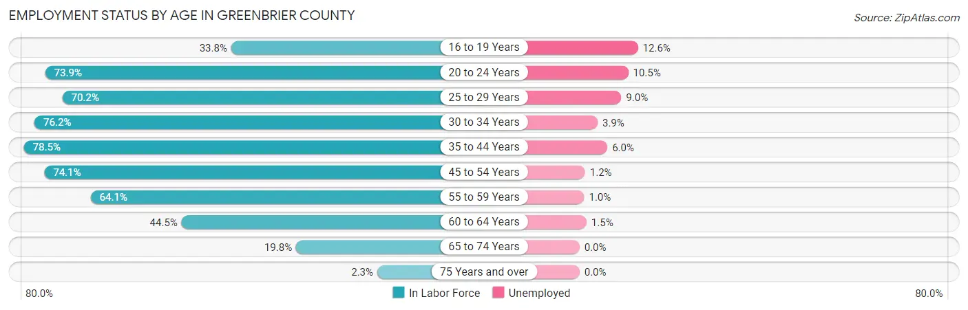 Employment Status by Age in Greenbrier County