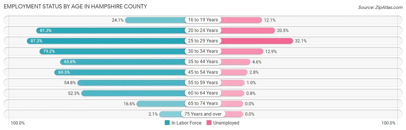 Employment Status by Age in Hampshire County