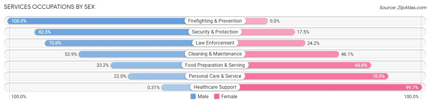 Services Occupations by Sex in Hampshire County