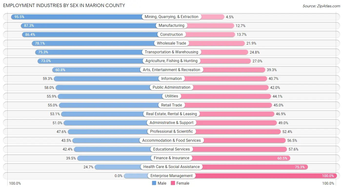 Employment Industries by Sex in Marion County