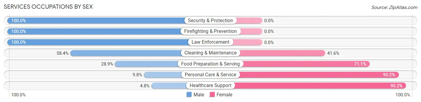 Services Occupations by Sex in Preston County