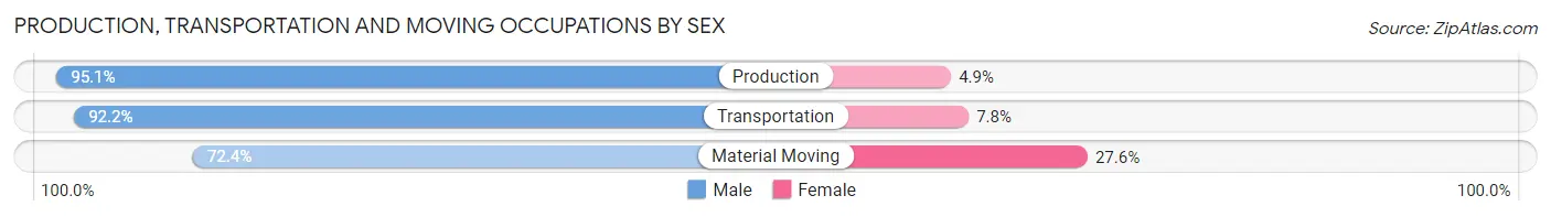Production, Transportation and Moving Occupations by Sex in Raleigh County