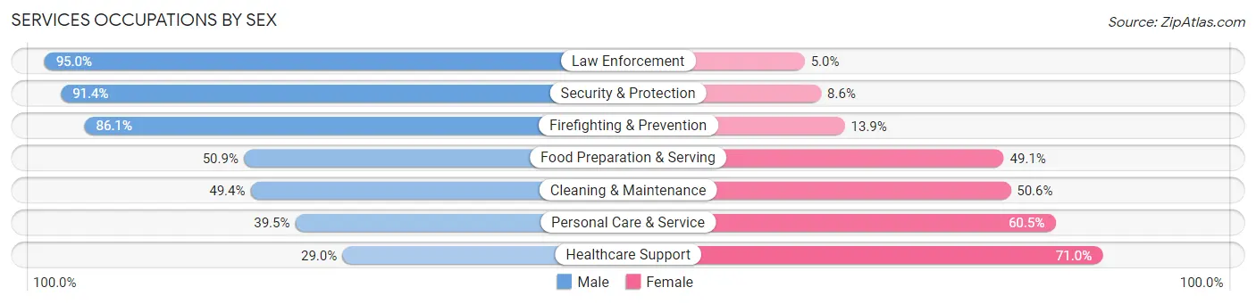 Services Occupations by Sex in Raleigh County