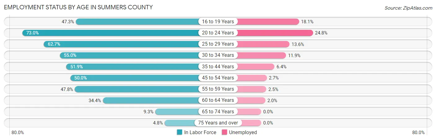 Employment Status by Age in Summers County