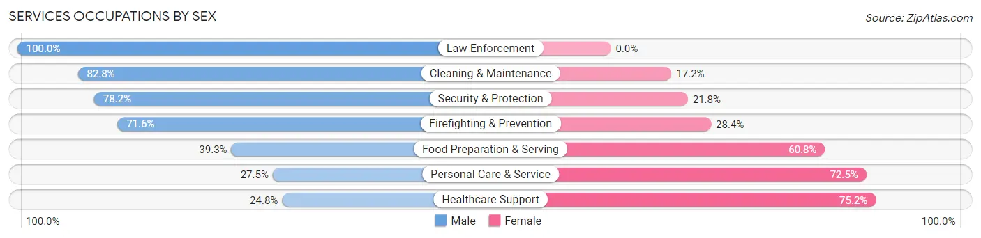 Services Occupations by Sex in Wyoming County