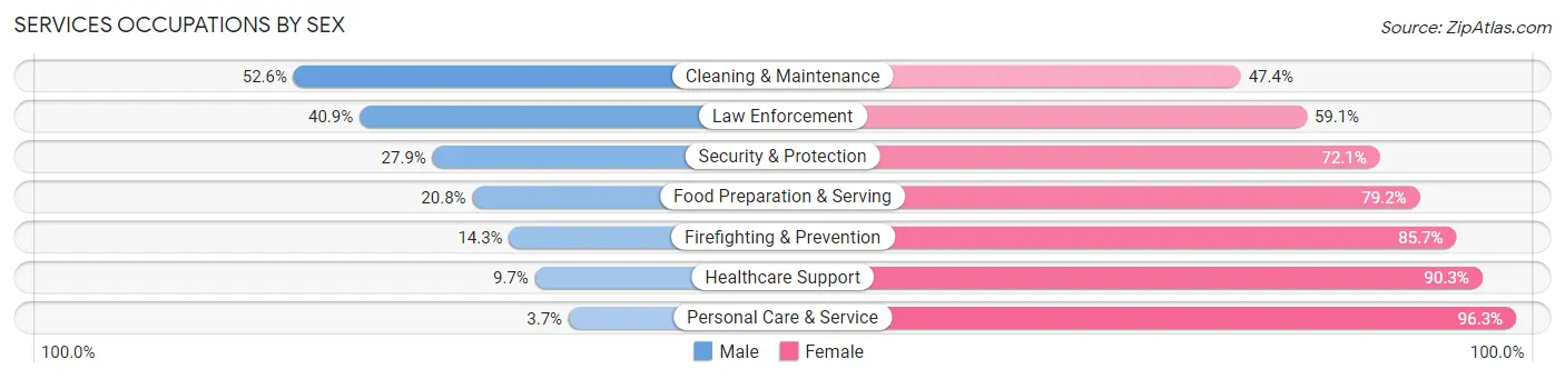 Services Occupations by Sex in Big Horn County