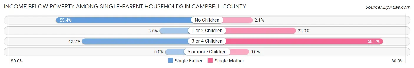 Income Below Poverty Among Single-Parent Households in Campbell County
