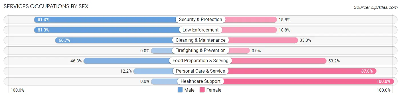 Services Occupations by Sex in Hot Springs County