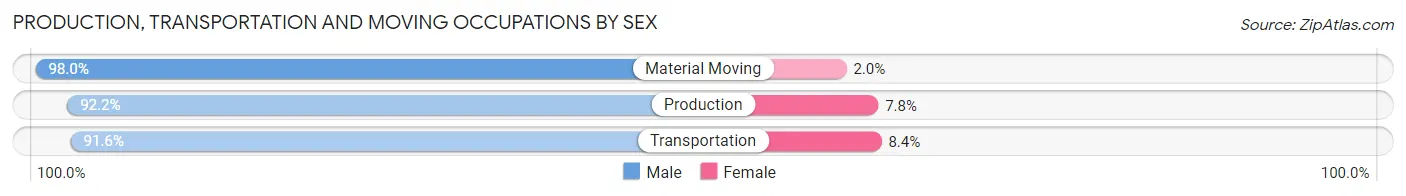 Production, Transportation and Moving Occupations by Sex in Sublette County
