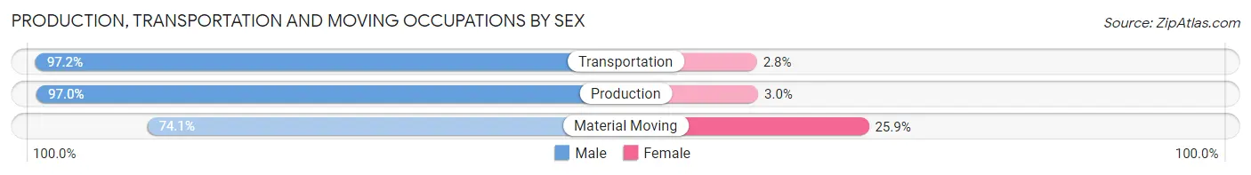 Production, Transportation and Moving Occupations by Sex in Washakie County