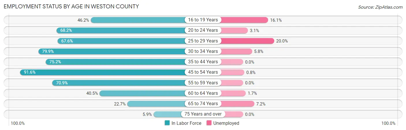 Employment Status by Age in Weston County