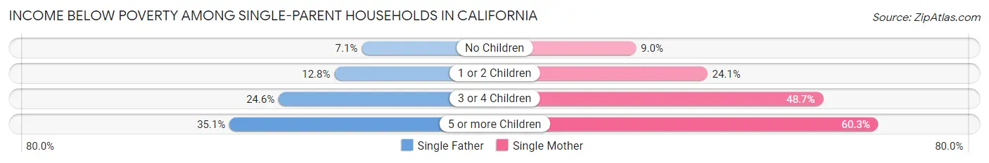 Income Below Poverty Among Single-Parent Households in California