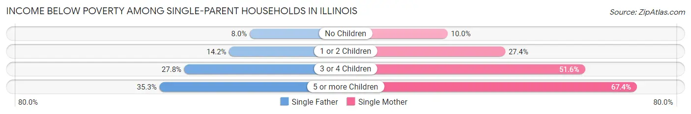 Income Below Poverty Among Single-Parent Households in Illinois