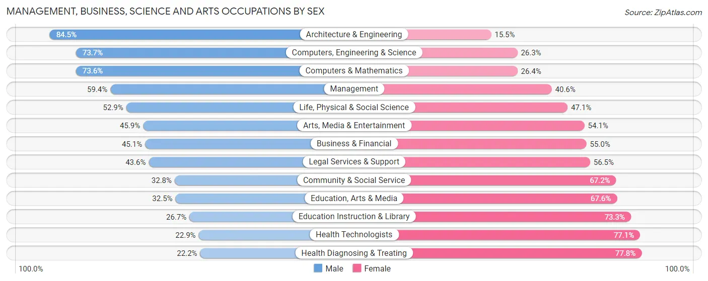Management, Business, Science and Arts Occupations by Sex in Minnesota