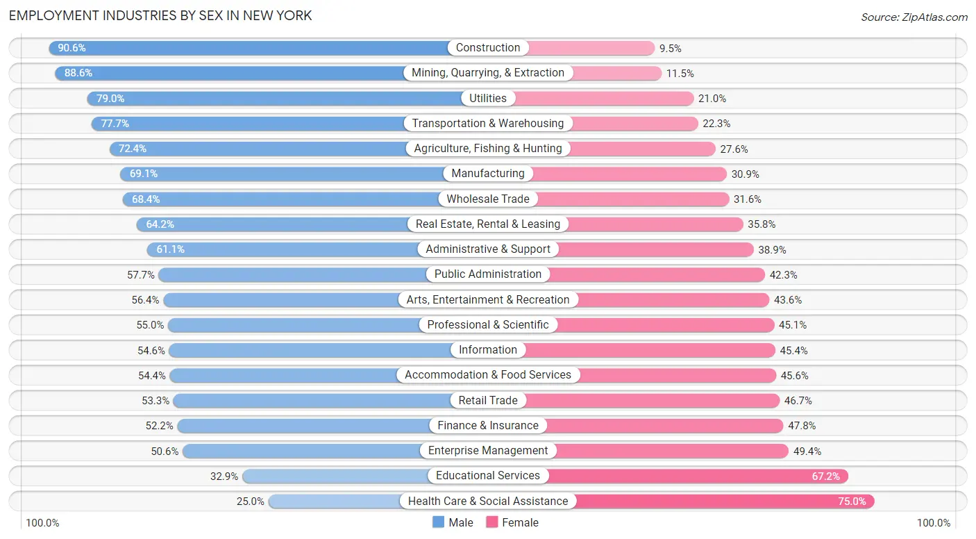 Employment Industries by Sex in New York