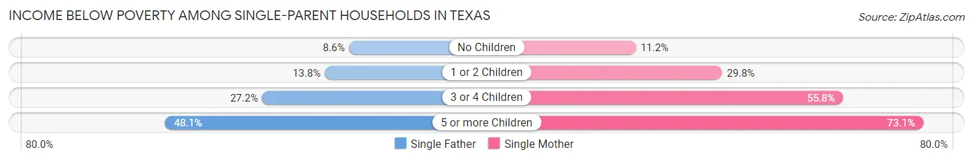 Income Below Poverty Among Single-Parent Households in Texas