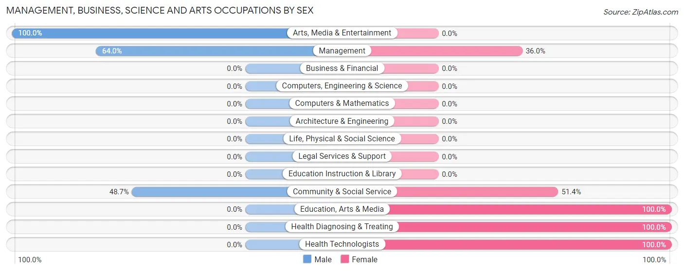 Management, Business, Science and Arts Occupations by Sex in Zip Code 00611