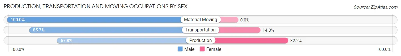 Production, Transportation and Moving Occupations by Sex in Zip Code 00623