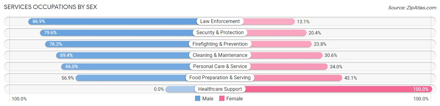 Services Occupations by Sex in Zip Code 00623