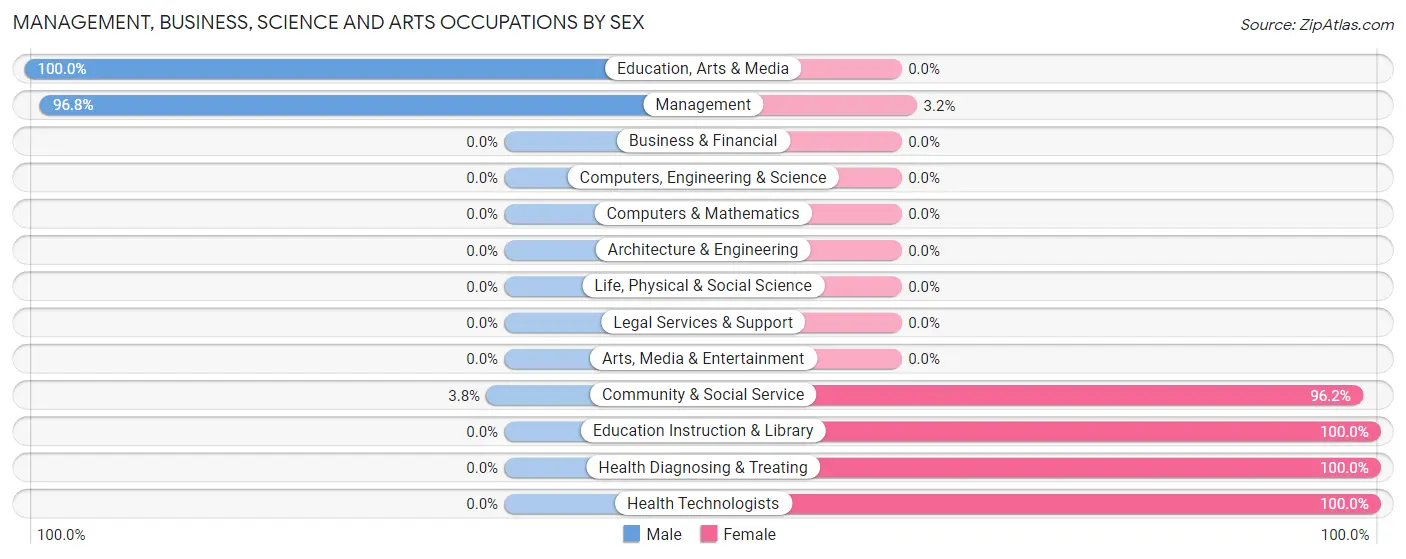 Management, Business, Science and Arts Occupations by Sex in Zip Code 00631