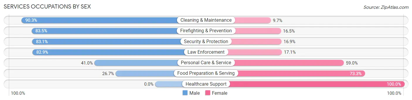 Services Occupations by Sex in Zip Code 00641
